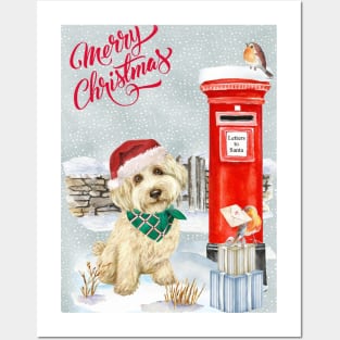 Labradoodle Merry Christmas Santa Dog Posters and Art